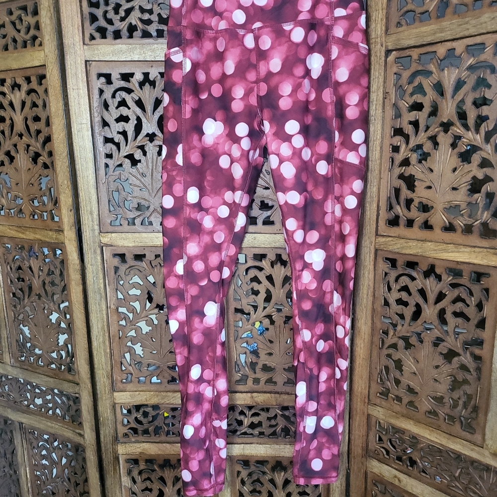 Avia Burgundy and Pink Dot Leggings